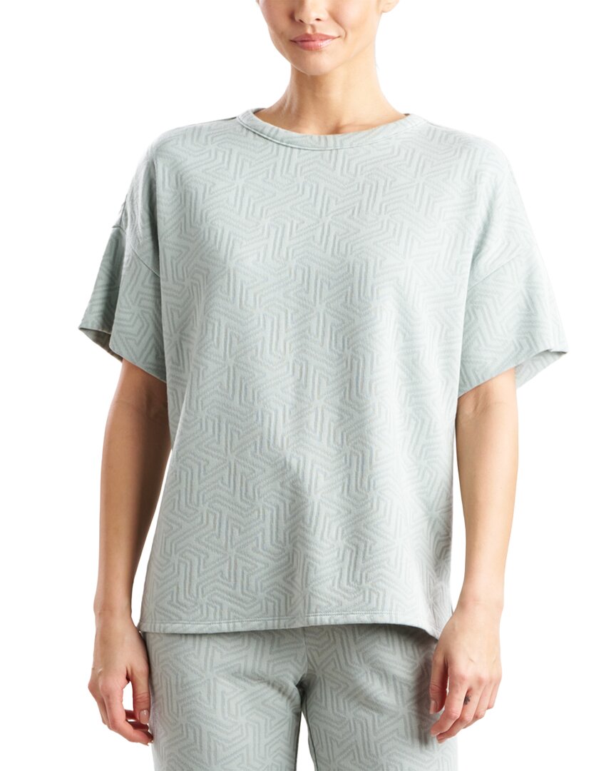 Natori Quilted Geo Knit Jacquard Short Sleeve Top