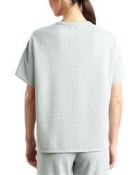 Natori Quilted Geo Knit Jacquard Short Sleeve Top