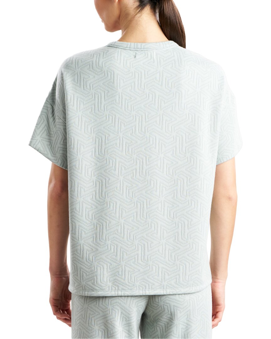 Natori Quilted Geo Knit Jacquard Short Sleeve Top