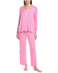 Ellen Tracy 2Pc Cropped Sleeve Top And Cropped Pant Pj Set