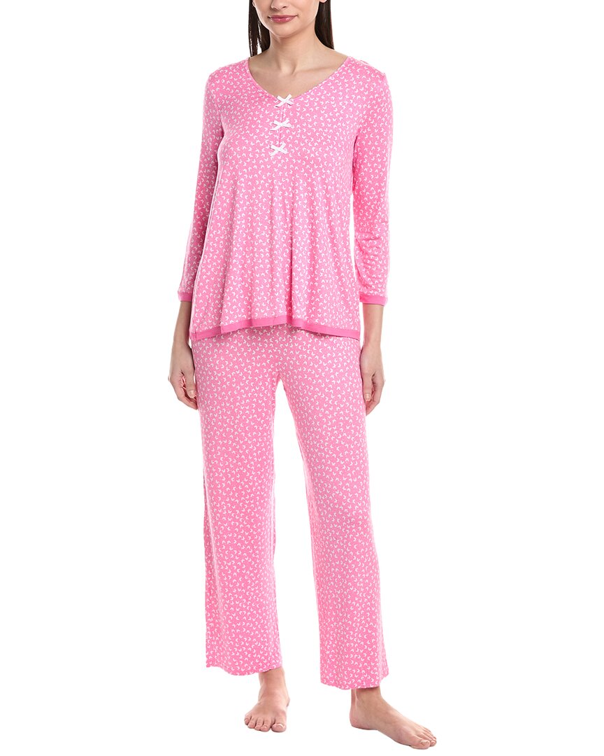 Ellen Tracy 2Pc Cropped Sleeve Top And Cropped Pant Pj Set