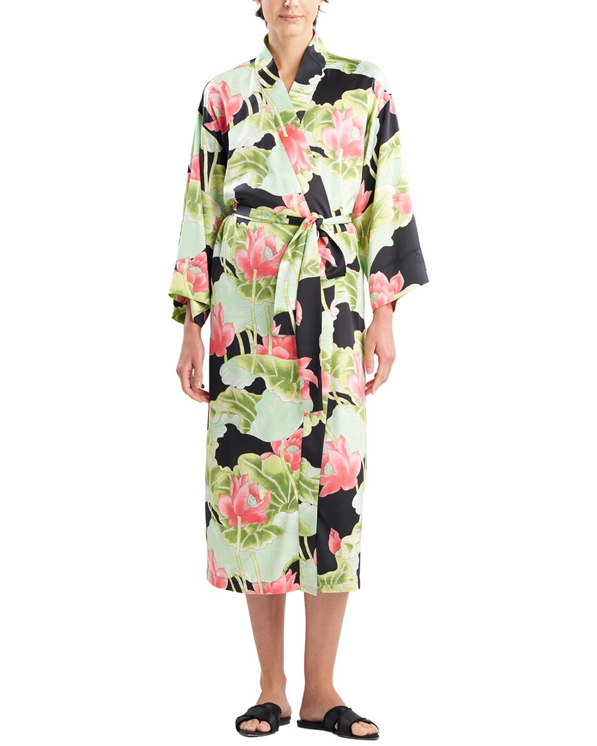 Natori Ascendant Lotus Printed Satin Robe