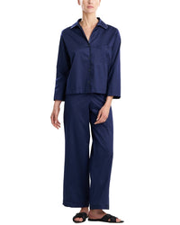 Natori 2Pc Sateen Embroidered Essentials Notch Pajama Set