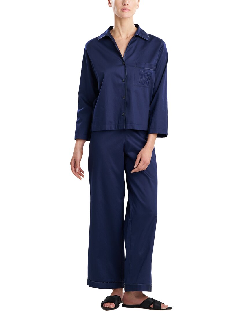 Natori 2Pc Sateen Embroidered Essentials Notch Pajama Set