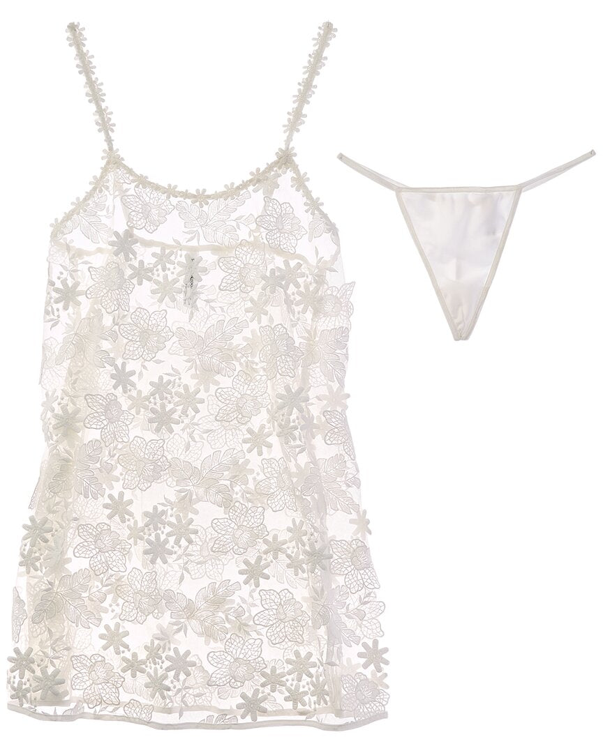 Flora Nikrooz 2Pc All-Over Lace Chemise & Thong Set