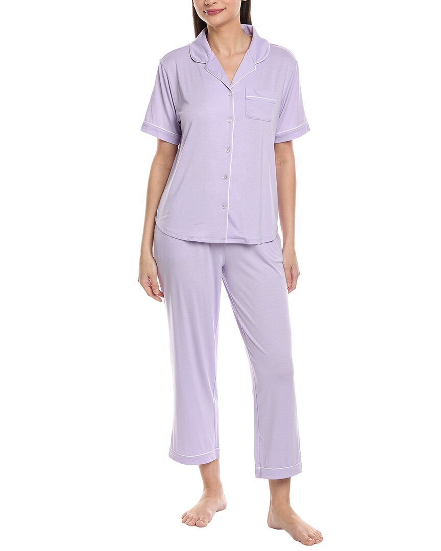 Flora By Flora Nikrooz 2Pc Knit Notch Collar Capri Pajama Set