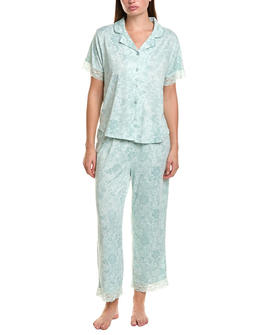 Flora By Flora Nikrooz 2Pc Printed Knit Notch Collar Pajama Set