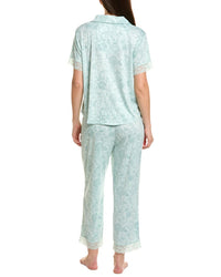 Flora By Flora Nikrooz 2Pc Printed Knit Notch Collar Pajama Set