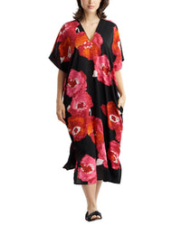 N Natori N Natori Bold Poppy Crinkle Caftan
