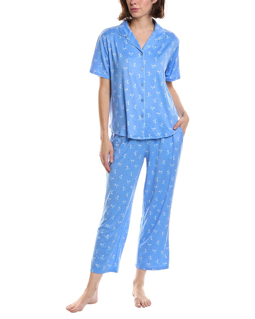 Flora by Flora Nikrooz Flora By Flora Nikrooz 2Pc Printed Knit Notch Collar Pajama Set