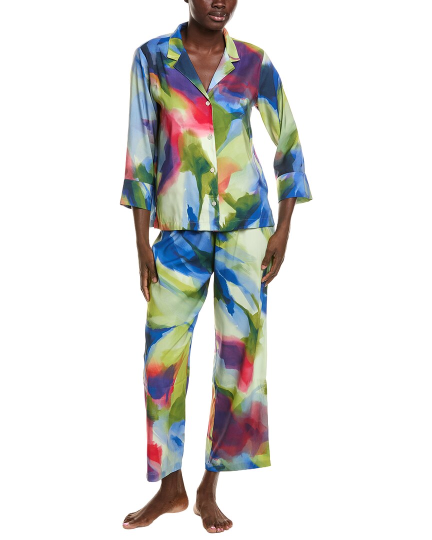 Natori Natori 2Pc Kumo Printed Stretch Satin Notch Pajama Set