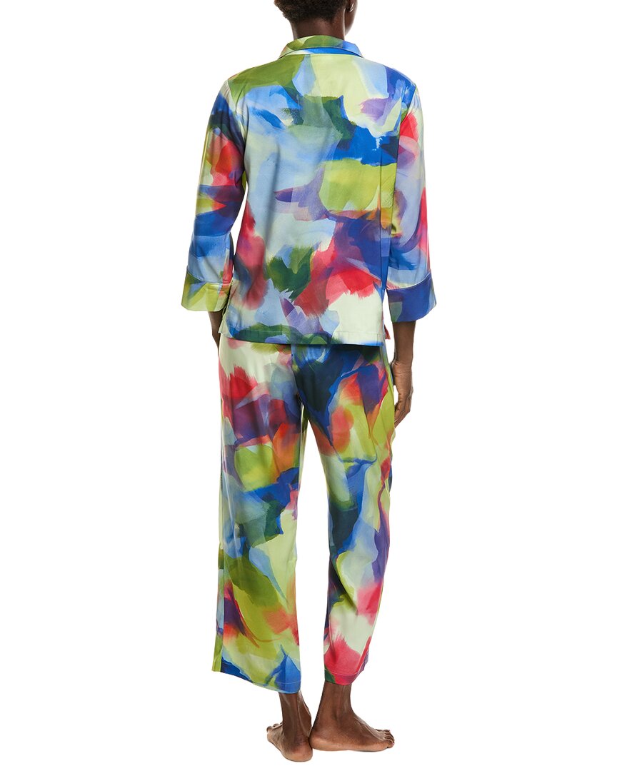 Natori Natori 2Pc Kumo Printed Stretch Satin Notch Pajama Set