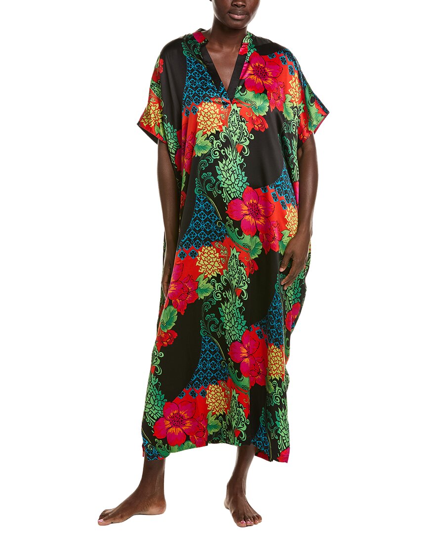 N Natori N Natori Harvest Printed Satin Slim Caftan