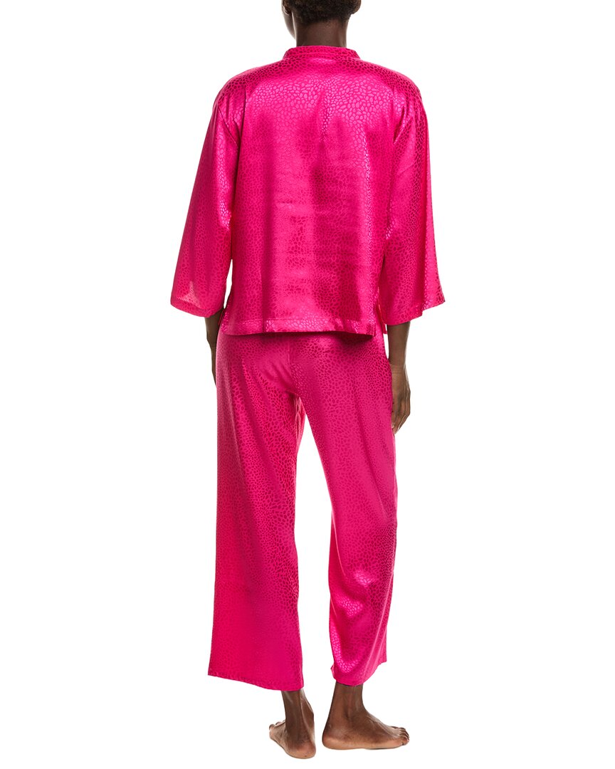 N Natori N Natori 2Pc Wilderness Satin Jacquard Button Down Pajama Set