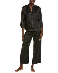 N Natori N Natori 2Pc Wilderness Satin Jacquard Button Down Pajama Set