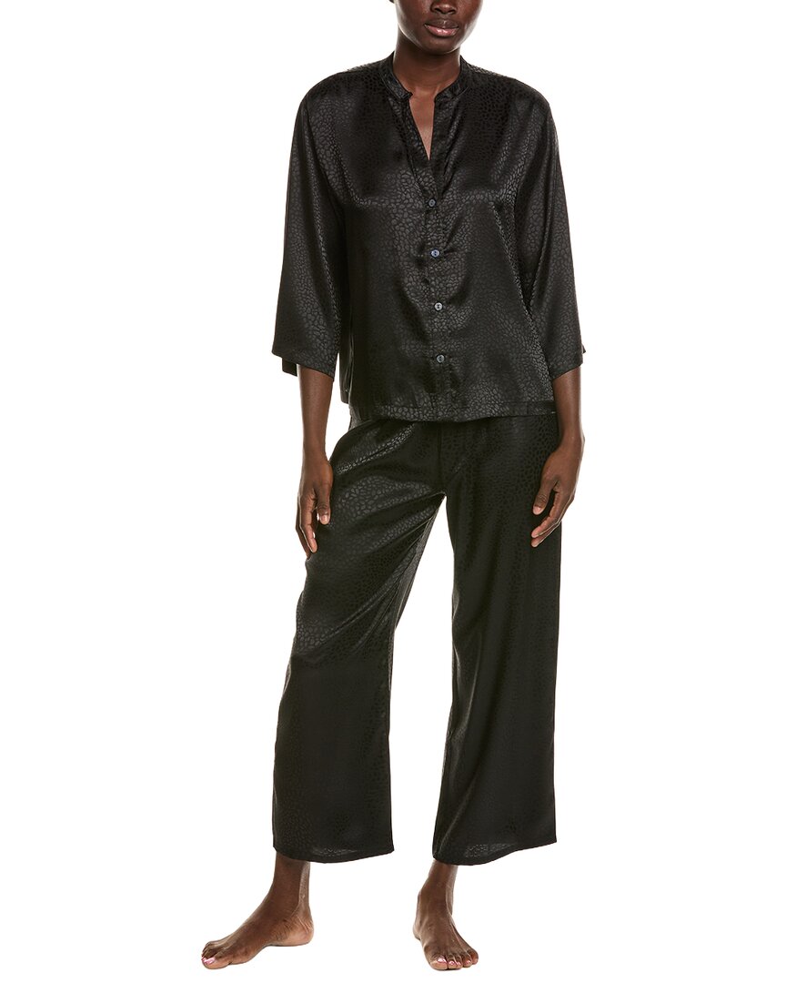 N Natori N Natori 2Pc Wilderness Satin Jacquard Button Down Pajama Set
