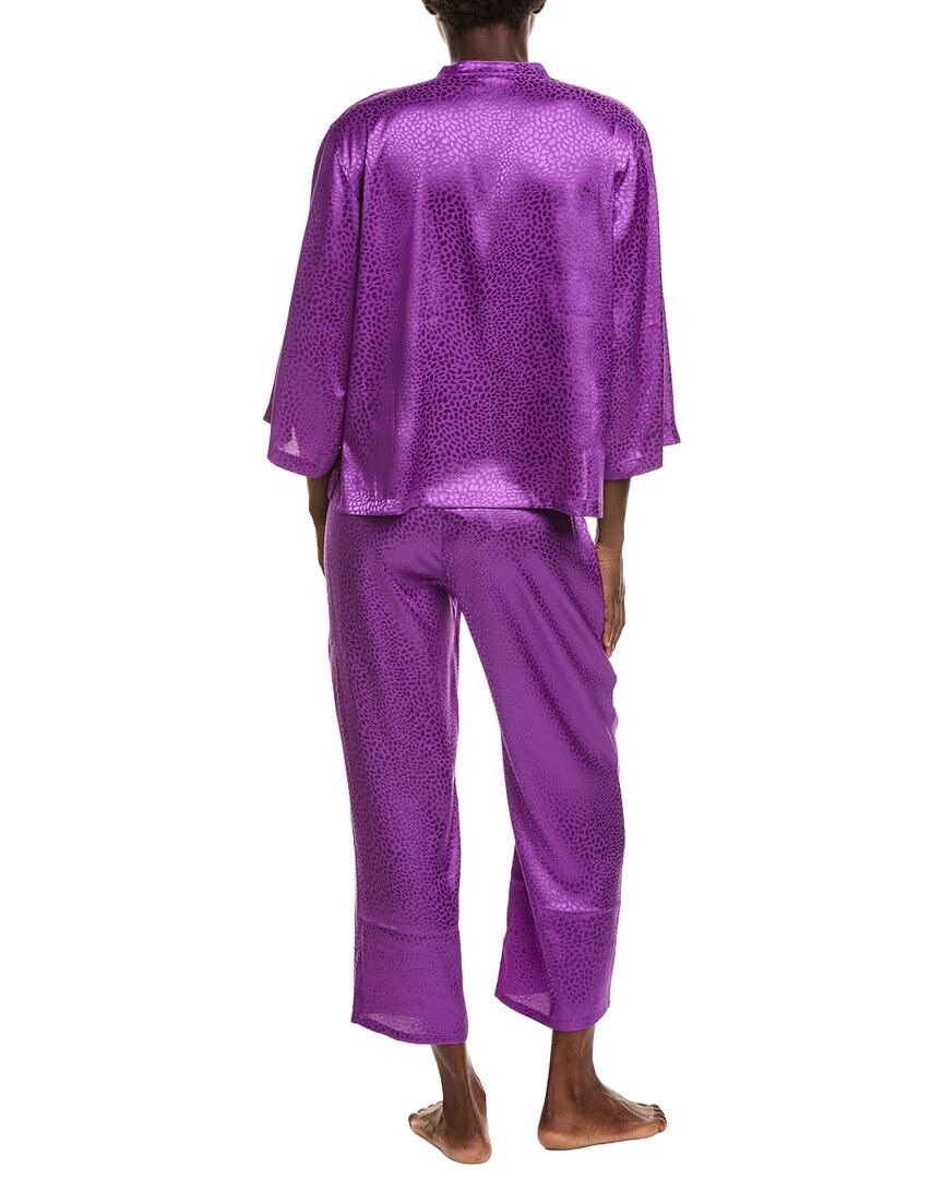 N Natori N Natori 2Pc Wilderness Satin Jacquard Button Down Pajama Set