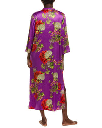 N Natori N Natori Crysanthe Printed Satin Zip Caftan