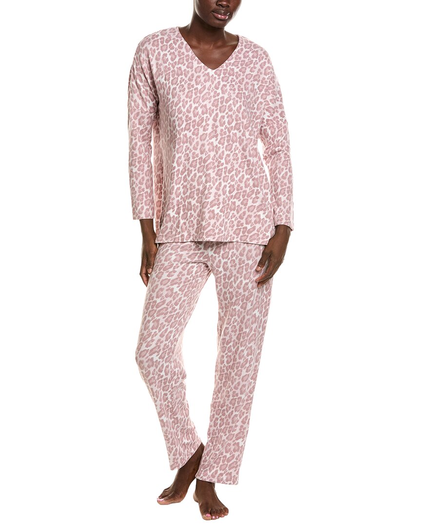 N Natori 2Pc Wild Instinct Printed Brushed Pajama Set
