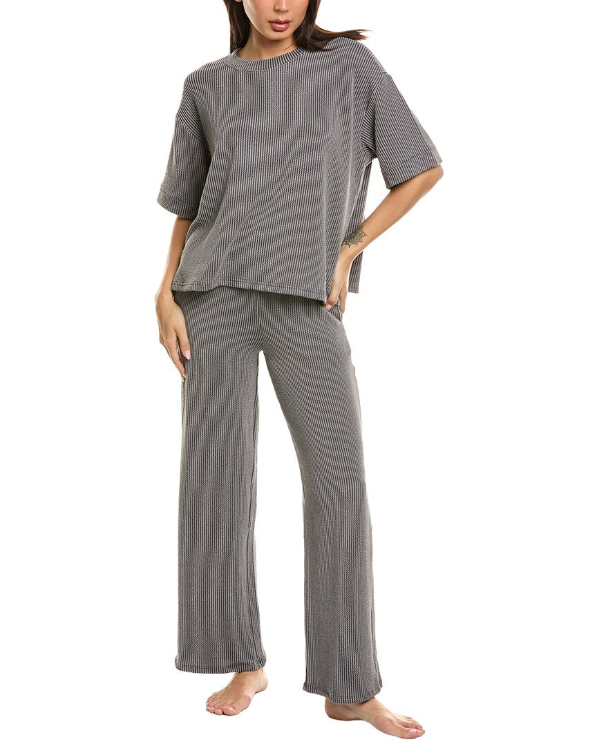 MARION Marion 2Pc Raised Rib T-Shirt & Pant Set