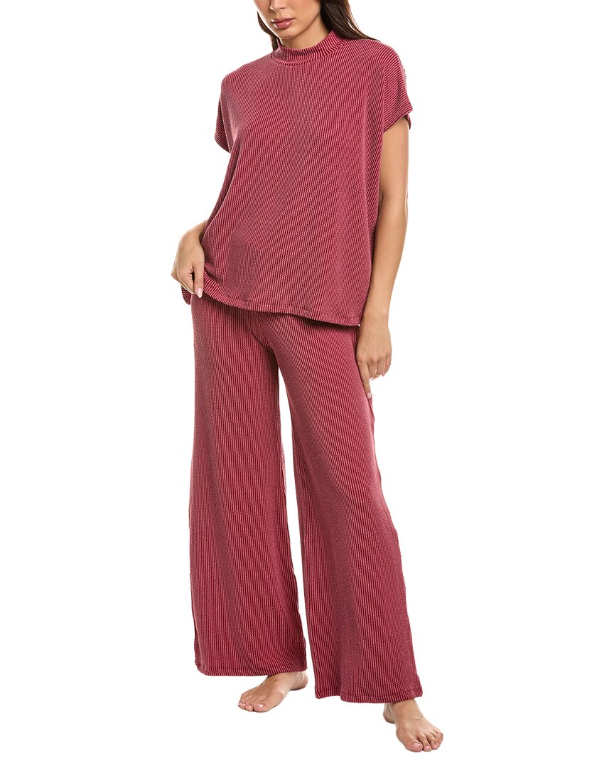 MARION Marion 2Pc Raised Rib T-Shirt & Pant Set