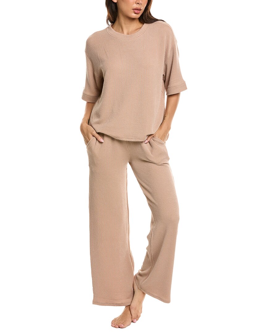 MARION Marion 2Pc Raised Rib T-Shirt & Pant Set
