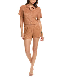 MARION Marion 2Pc Plisse Button-Down Lounge Set