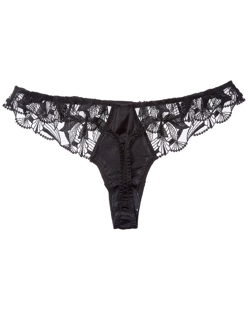 KIKI DE MONTPARNASSE Kiki De Montparnasse Eclore Lace Trim Silk-Blend Thong