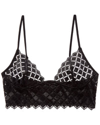 KIKI DE MONTPARNASSE Kiki De Montparnasse Lamine Embroidery Silk-Trim Longline Bra