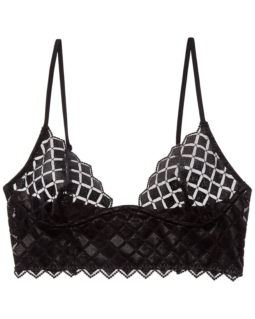 KIKI DE MONTPARNASSE Kiki De Montparnasse Lamine Embroidery Silk-Trim Longline Bra