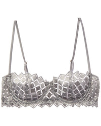 KIKI DE MONTPARNASSE Kiki De Montparnasse Lamine Embroidery Silk-Trim Balconette Bra