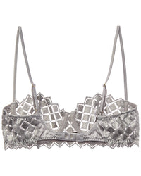 KIKI DE MONTPARNASSE Kiki De Montparnasse Lamine Embroidery Silk-Trim Balconette Bra