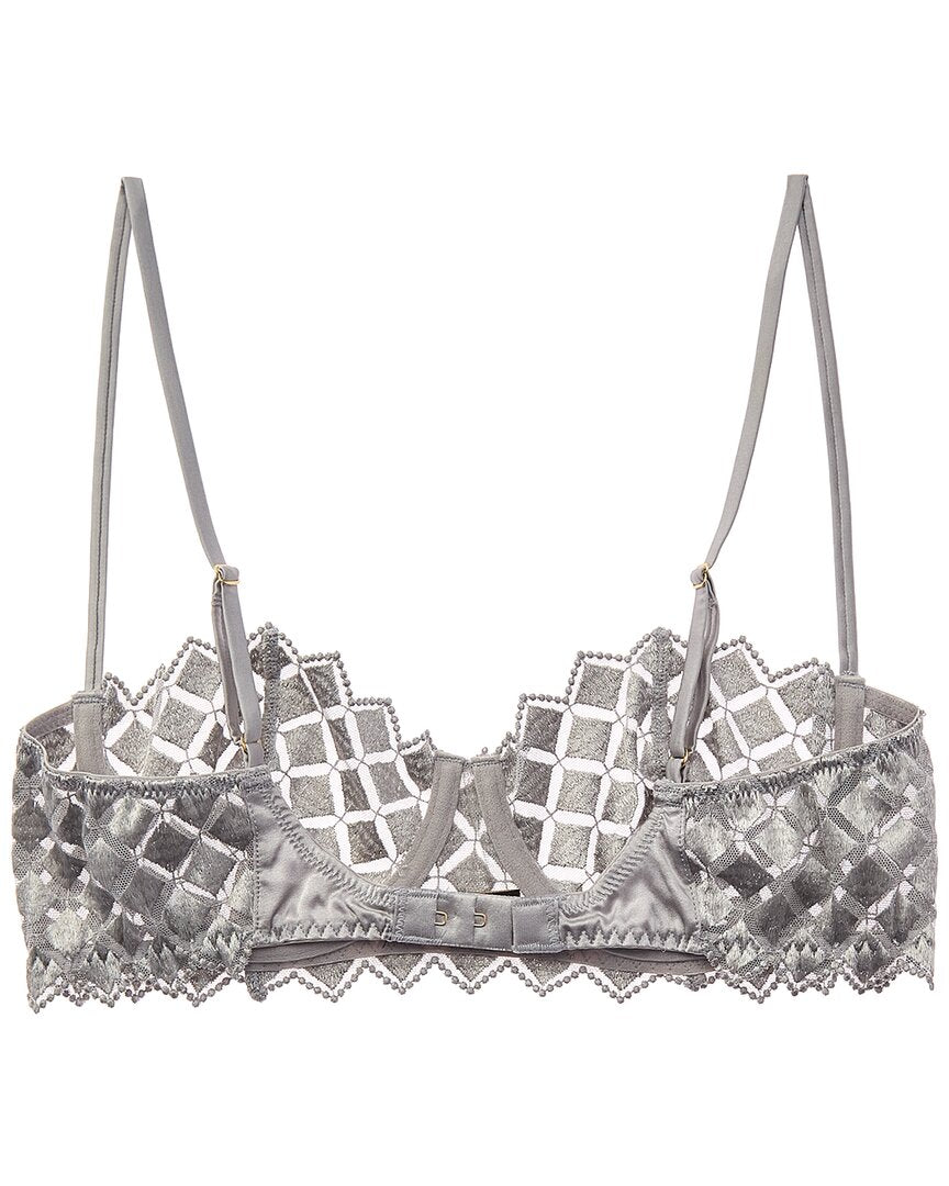 KIKI DE MONTPARNASSE Kiki De Montparnasse Lamine Embroidery Silk-Trim Balconette Bra
