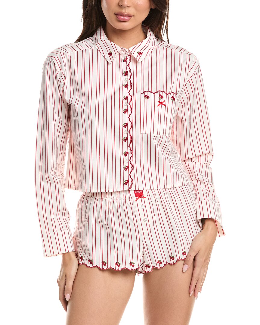 Florence By Mills Cherry Stripe Crop Shirt