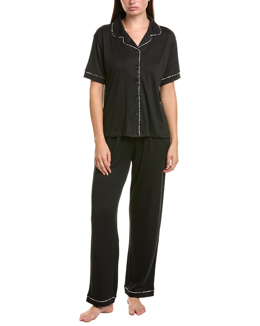 Flora By Flora Nikrooz 2Pc Solid Knit Notch Short Slee