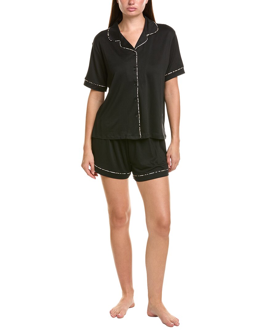 Flora By Flora Nikrooz 2Pc Solid Knit Notch Short Slee
