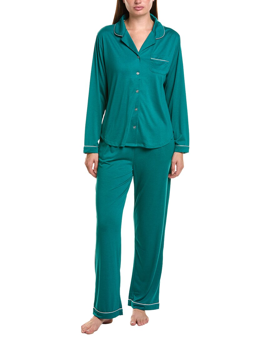 Flora By Flora Nikrooz 2Pc Solid Knit Notch Collar Pajama Set