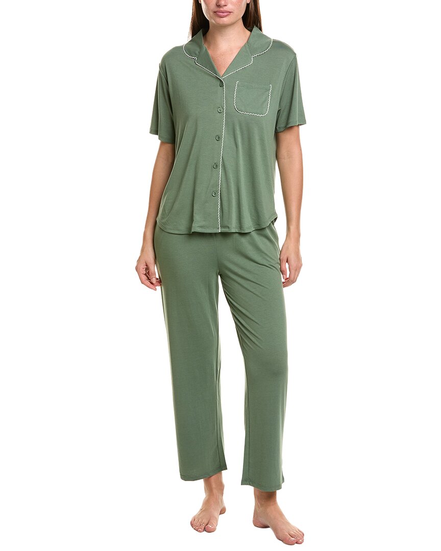 Flora By Flora Nikrooz 2Pc Solid Knit Notch Collar Pajama Set