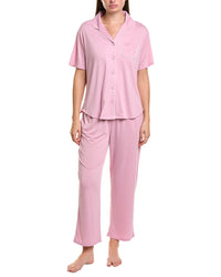 Flora By Flora Nikrooz 2Pc Solid Knit Notch Collar Pajama Set