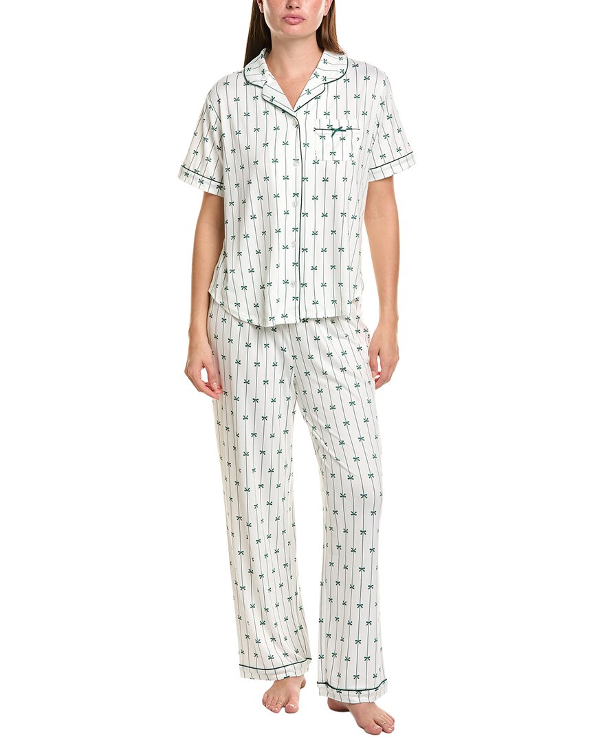 Flora By Flora Nikrooz 2Pc Printed Knit Notch Collar Pajama Set