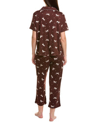 Flora By Flora Nikrooz 2Pc Printed Knit Notch Collar Pajama Set