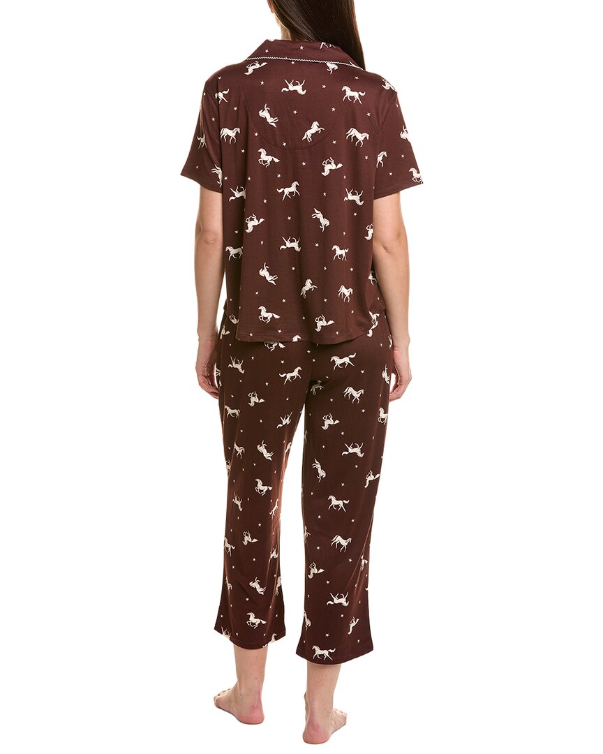 Flora By Flora Nikrooz 2Pc Printed Knit Notch Collar Pajama Set
