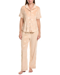 Flora By Flora Nikrooz 2Pc Solid Bear Embossed Velour Pajama Set