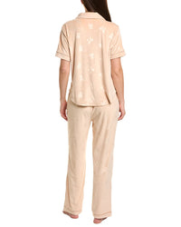 Flora By Flora Nikrooz 2Pc Solid Bear Embossed Velour Pajama Set