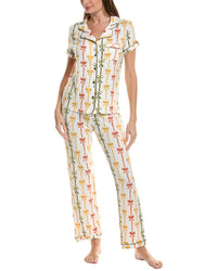 Sweet Whispers 2Pc Notch Collar Top & Pant Pj Set