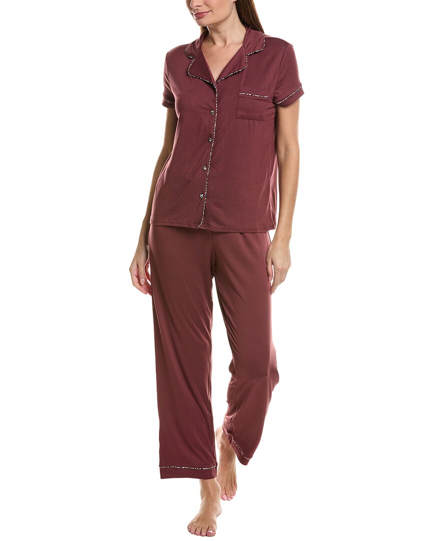 Thread & Stitch 2Pc Notch Collar Top & Pant Pj Set