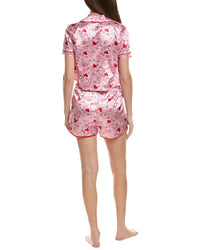 Sugar 2Pc Satin Notch Collar & Smocked Short Pj Set