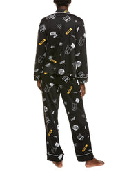 Dkny 2Pc Long Sleeve Notch Top & Pant Sleep Set