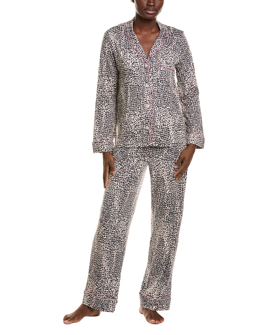 Dkny 2Pc Long Sleeve Notch Top & Pant Sleep Set