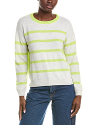 Brodie Cashmere Two-Tone Boxy Stripe Cashmere Sweater